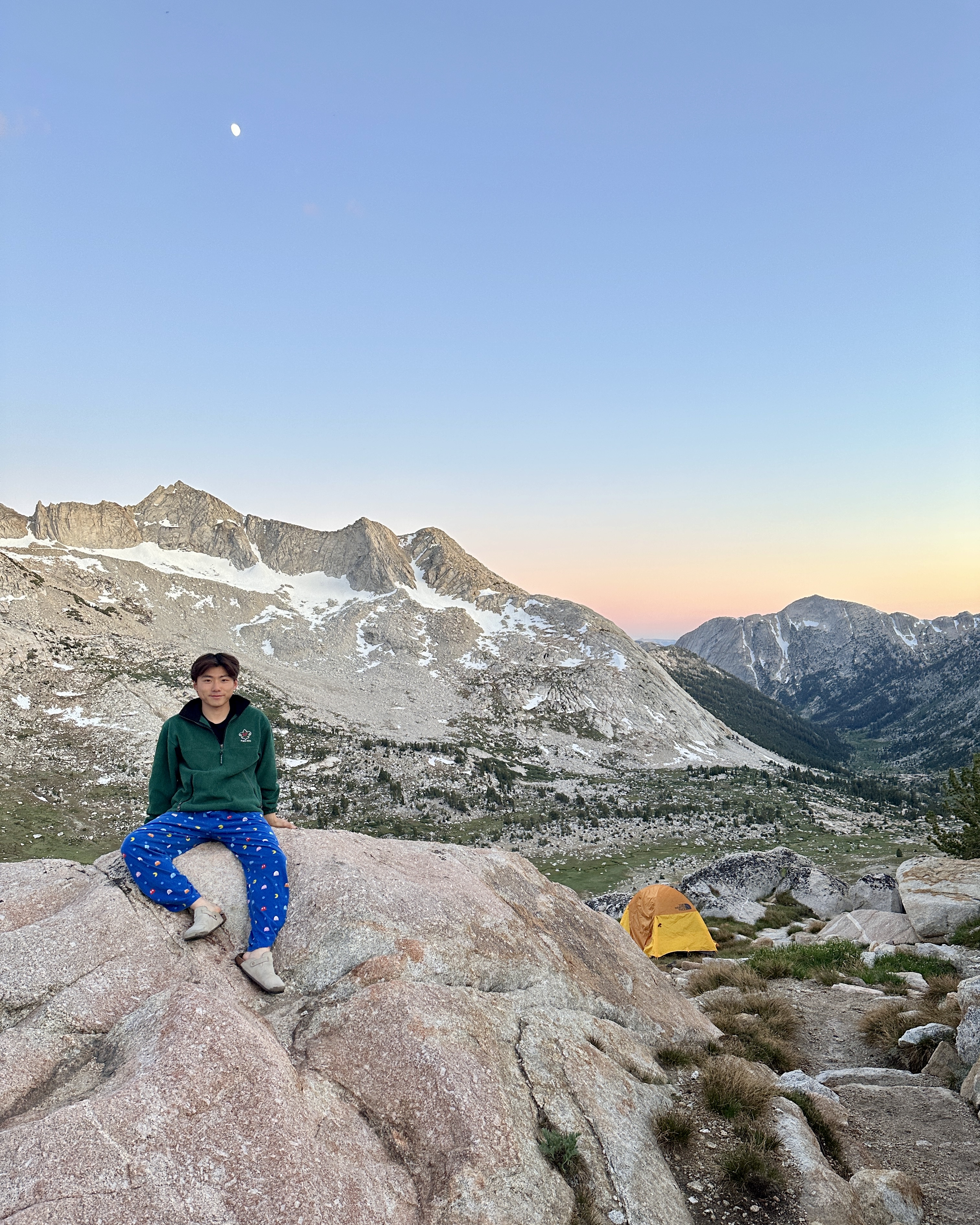 Mountain camping at dawn