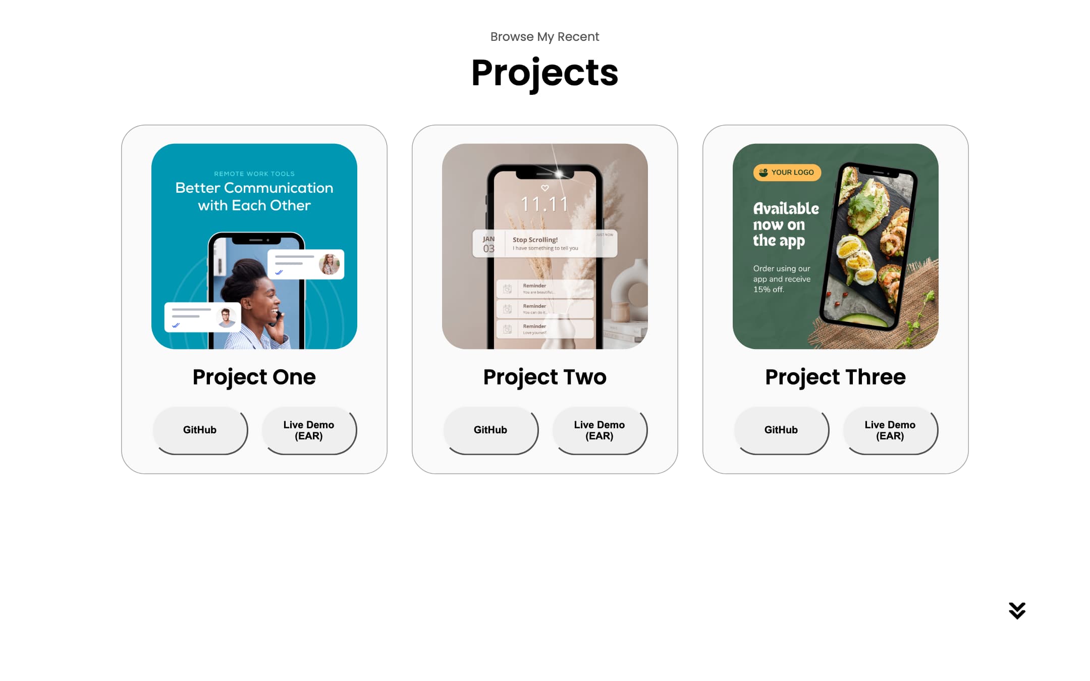 V1: the projects section at 1440 wide